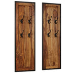 Percheros 2 unidades de madera maciza de acacia