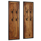Percheros 2 unidades de madera maciza de acacia