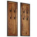 Percheros 2 unidades de madera maciza de acacia