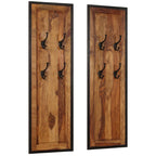 Percheros 2 unidades de madera maciza de acacia