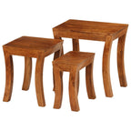 Mesas apilables 3 pzas madera maciza acacia marrón 50x35x50 cm