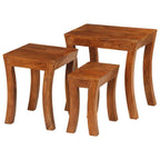 Mesas apilables 3 pzas madera maciza acacia marrón 50x35x50 cm