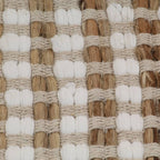 Alfombra de baño tejida a mano de yute y tela natural y blanca