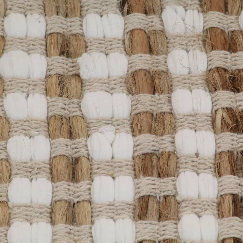 Tapete de banho de juta e tecido natural e branco, feito à mão