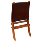 Silla de relax plegable de cuero auténtico marrón