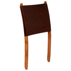 Silla de relax plegable de cuero auténtico marrón