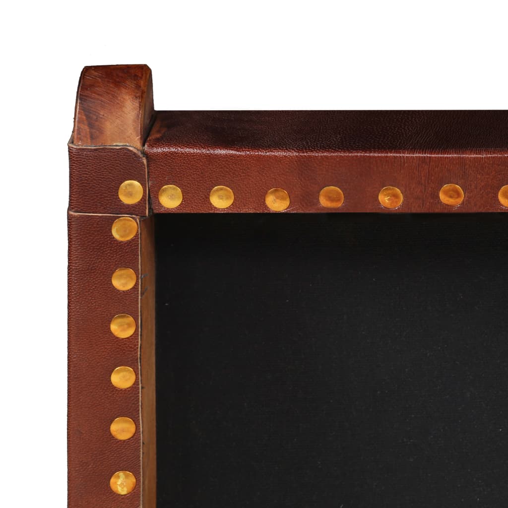 Silla de relax plegable de cuero auténtico marrón