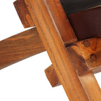 Silla de relax plegable de cuero auténtico marrón