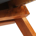 Silla de relax plegable de cuero auténtico marrón