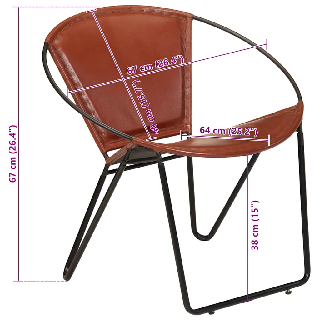 Silla de cuero auténtico marrón
