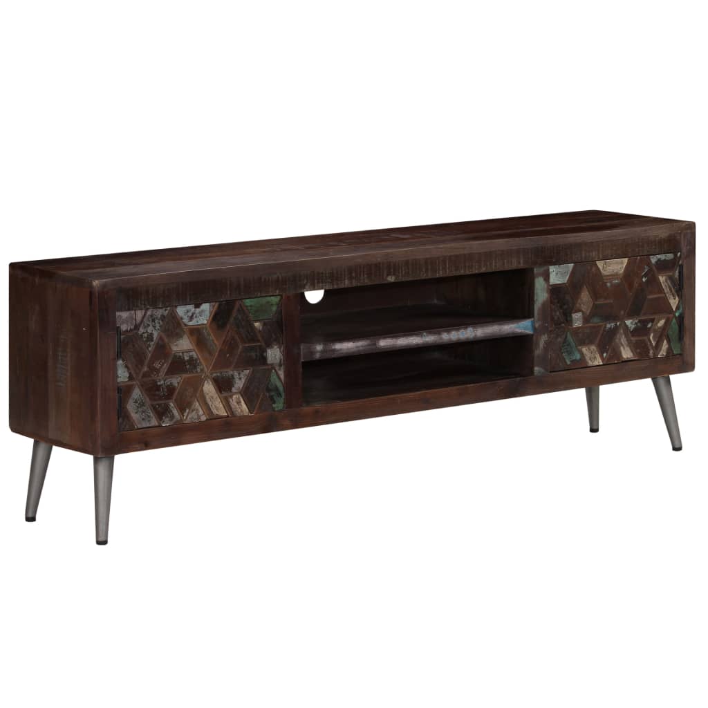 Mueble para TV de madera maciza de acacia blanco 140x30x45 cm