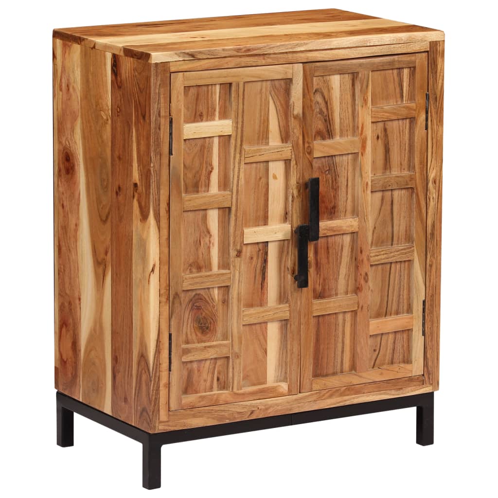 Aparador de madera maciza de acacia marrón 60x35x76 cm