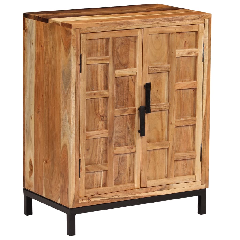 Aparador de madera maciza de acacia marrón 60x35x76 cm