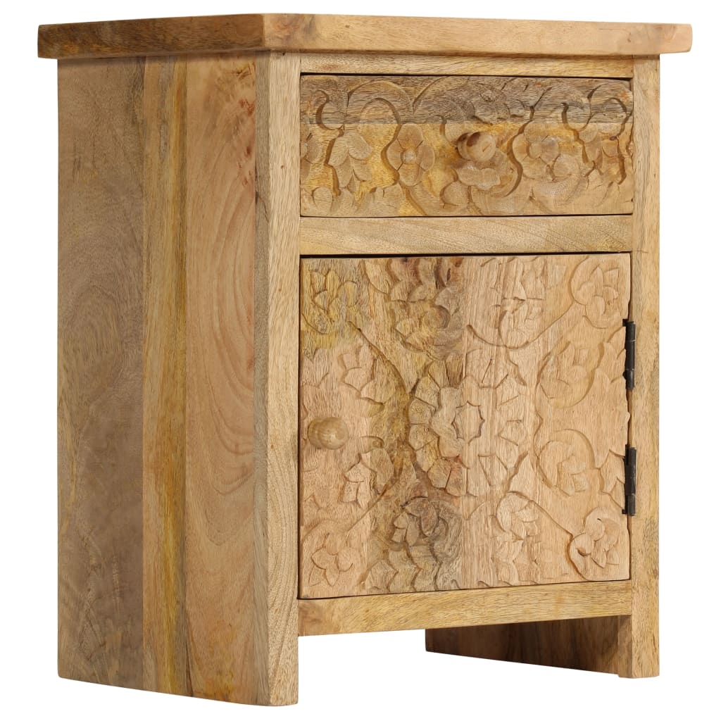 Mesa de Cabeceira de Madeira Maciça de Manga 40x30x50 cm