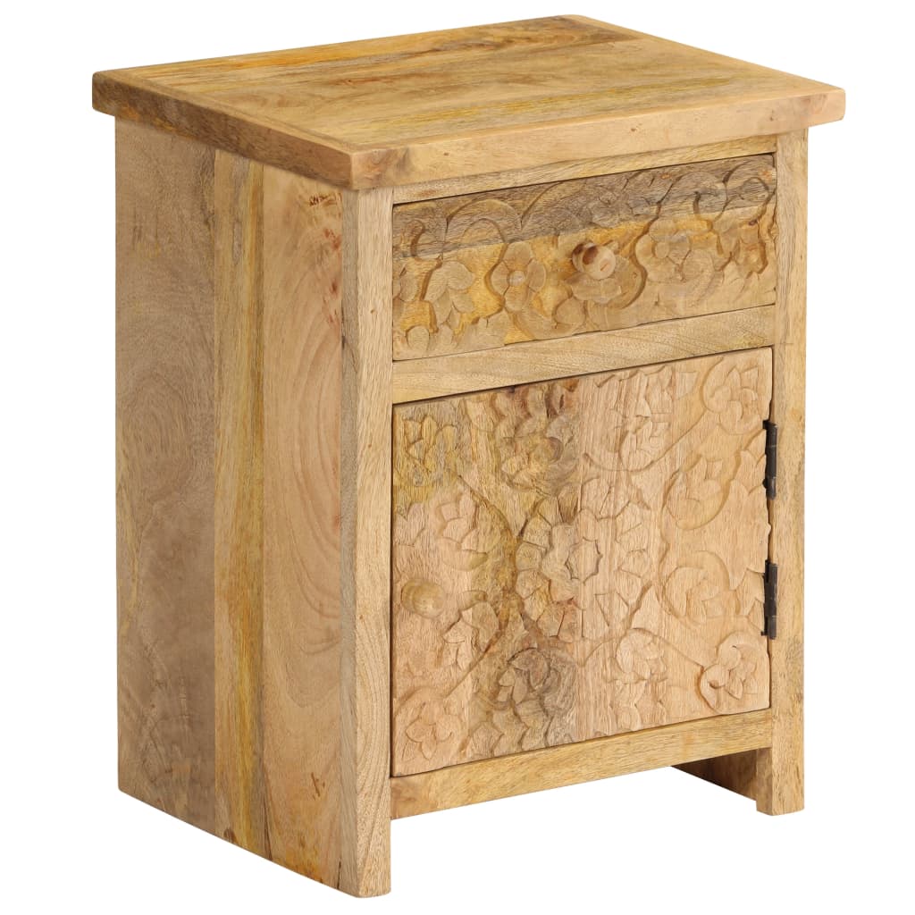 Mesita de noche de madera maciza de mango 40x30x50 cm