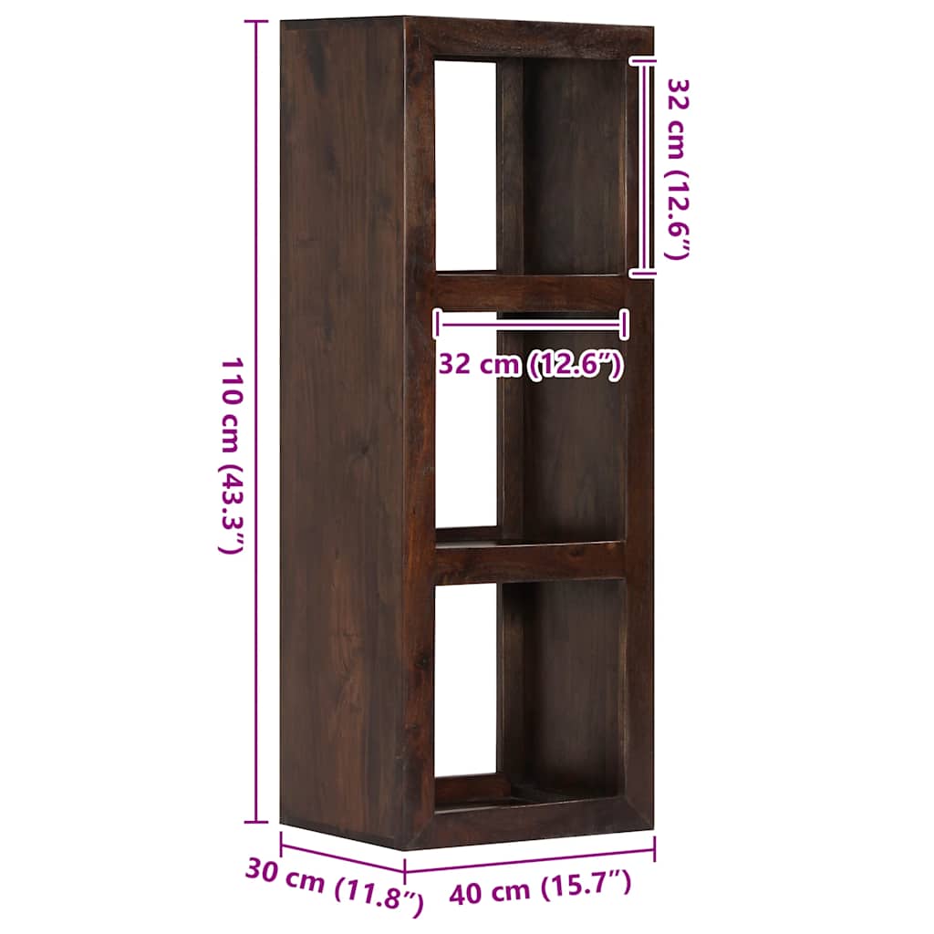 Armario consola de madera maciza de acacia 40x30x110 cm