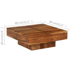 Mesa de centro de madera maciza de acacia 80x80x30 cm