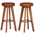 Taburetes de cocina 2 uds cuero auténtico madera maciza acacia