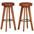 Taburetes de cocina 2 uds cuero auténtico madera maciza acacia
