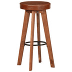 Taburetes de cocina 2 uds cuero auténtico madera maciza acacia