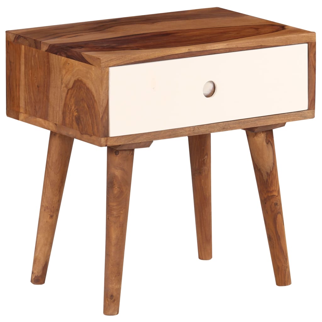 Mesita de noche de madera maciza de acacia 45x30x45 cm