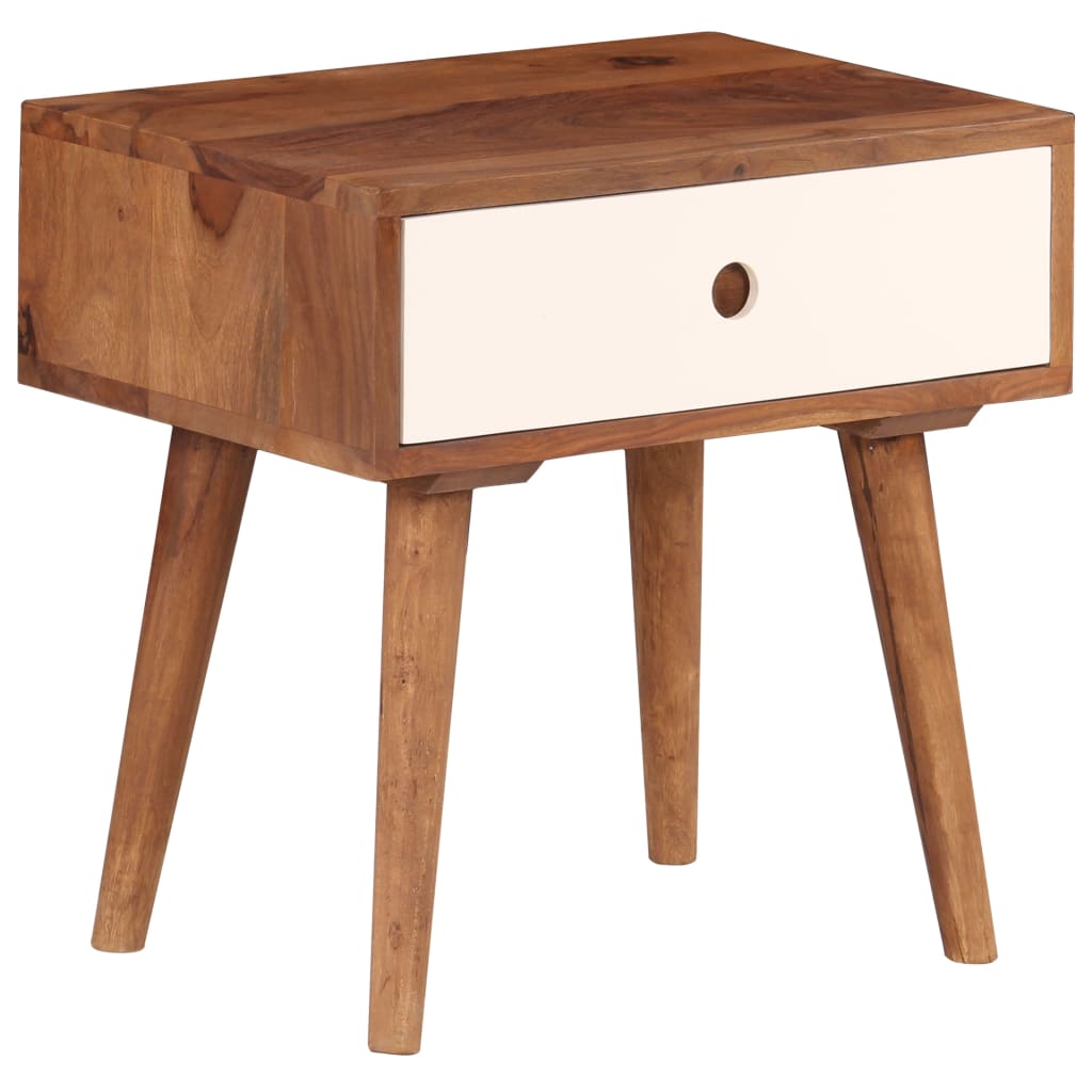 Mesita de noche de madera maciza de acacia 45x30x45 cm