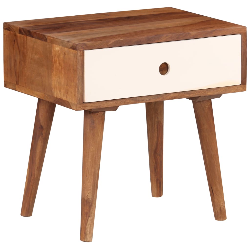 Mesita de noche de madera maciza de acacia 45x30x45 cm