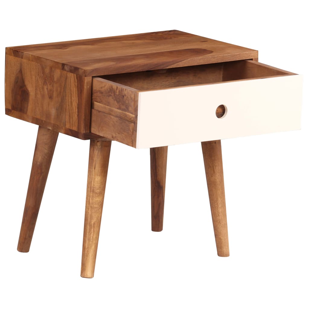 Mesita de noche de madera maciza de acacia 45x30x45 cm