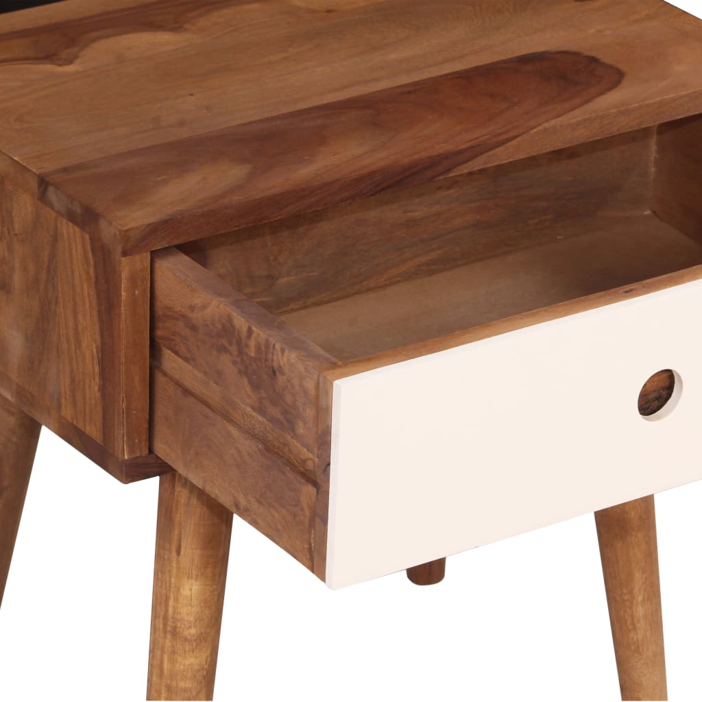 Mesita de noche de madera maciza de acacia 45x30x45 cm