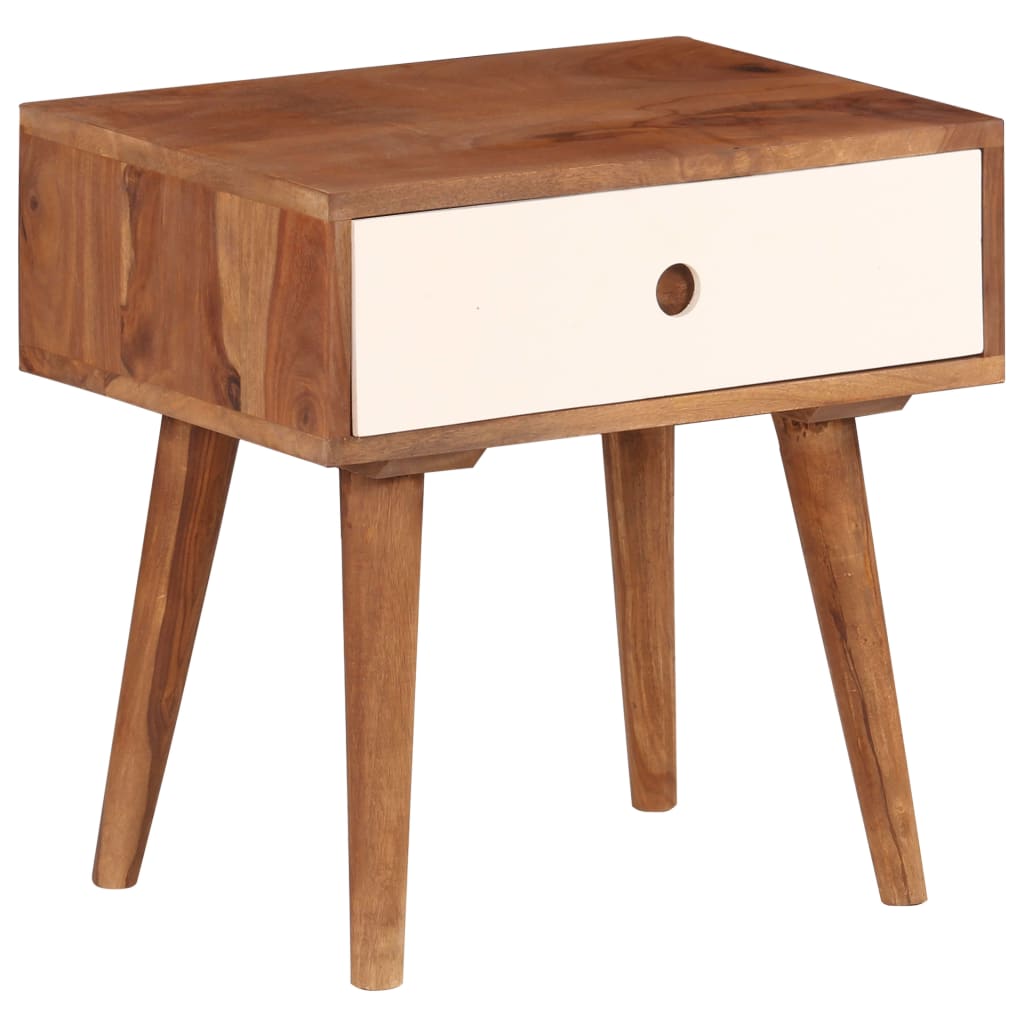 Mesita de noche de madera maciza de acacia 45x30x45 cm