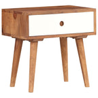 Mesita de noche de madera maciza de acacia 45x30x45 cm