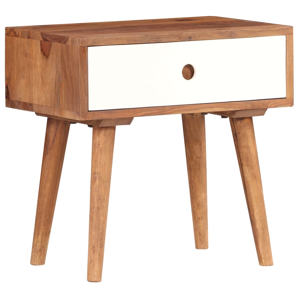 Mesita de noche de madera maciza de acacia 45x30x45 cm