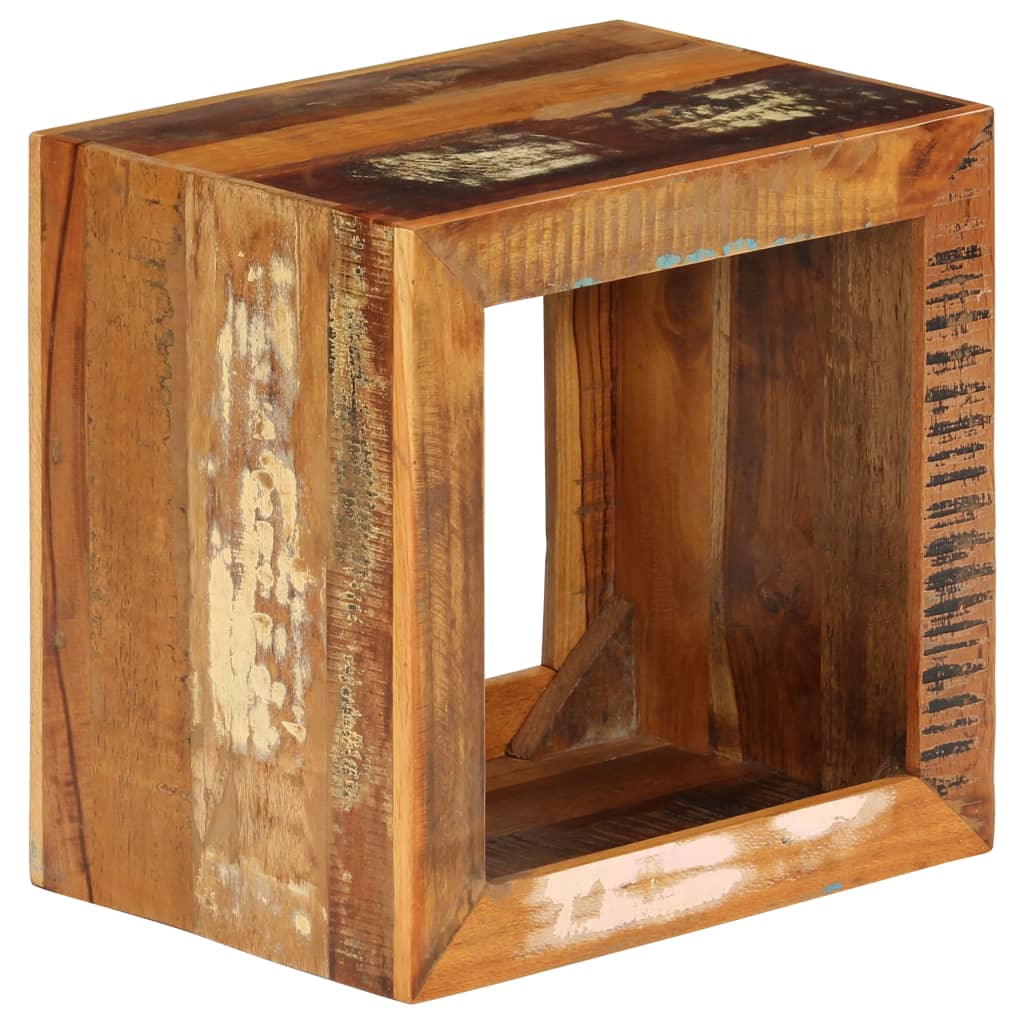 Taburete de madera maciza reciclada 40x30x40 cm