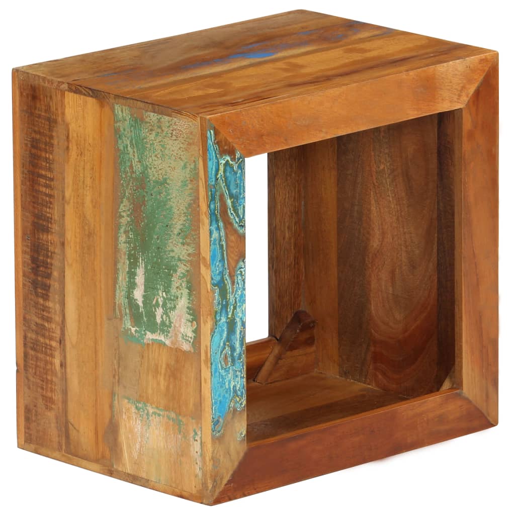 Taburete de madera maciza reciclada 40x30x40 cm