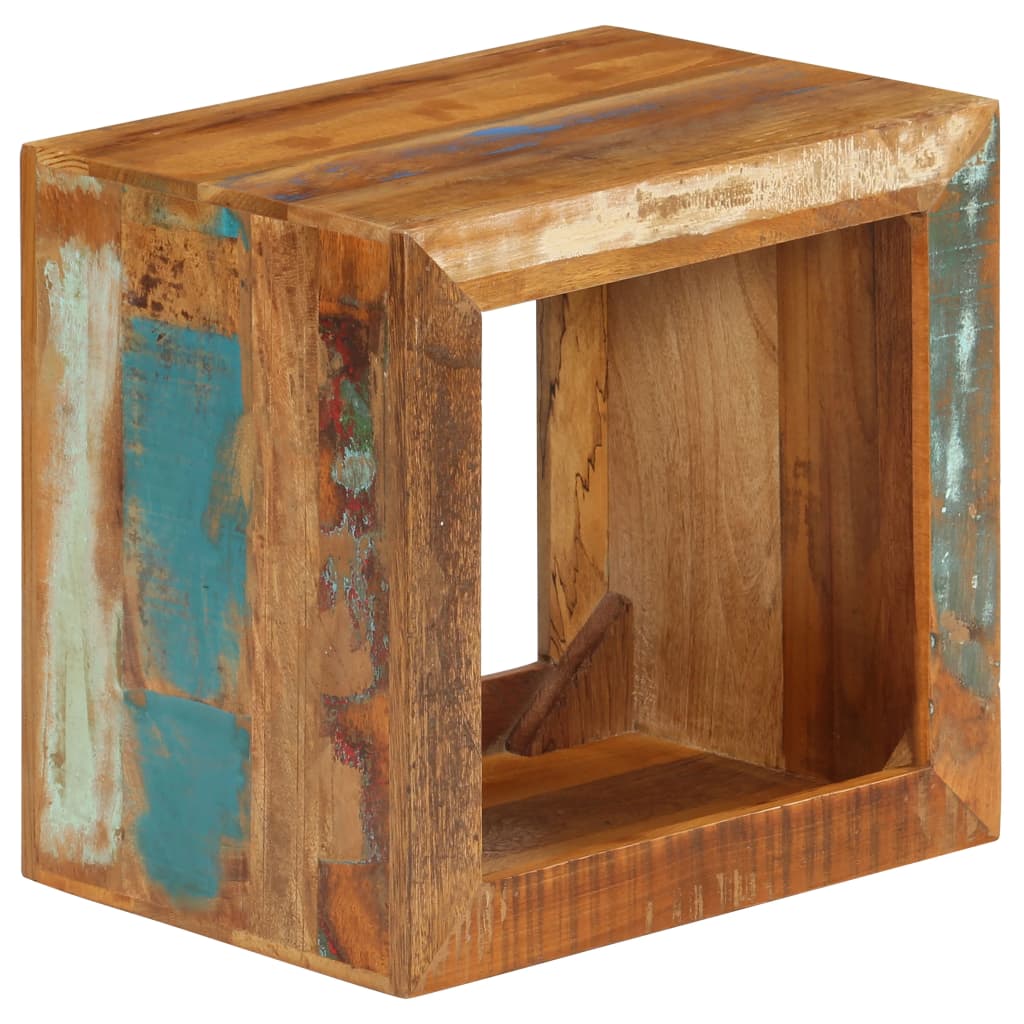 Taburete de madera maciza reciclada 40x30x40 cm