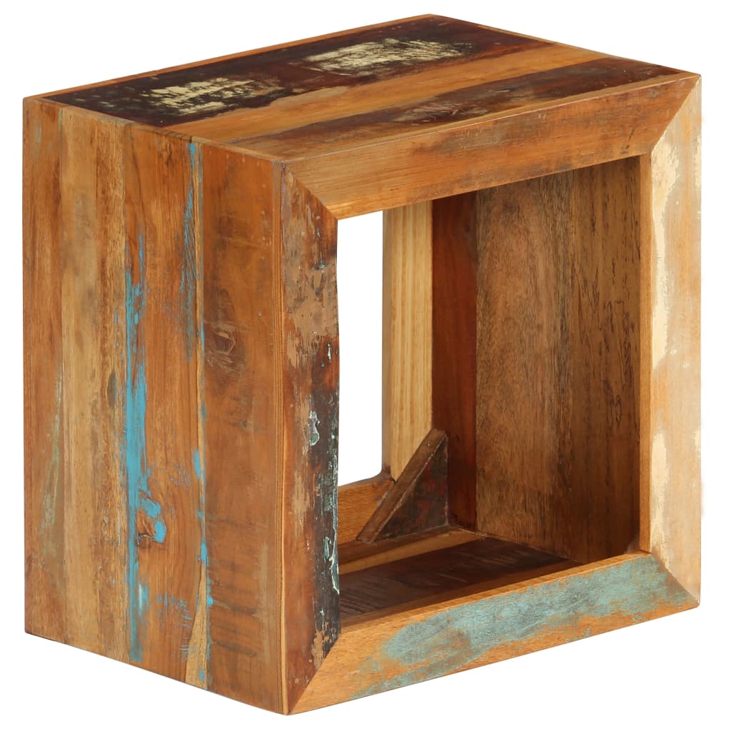 Taburete de madera maciza reciclada 40x30x40 cm