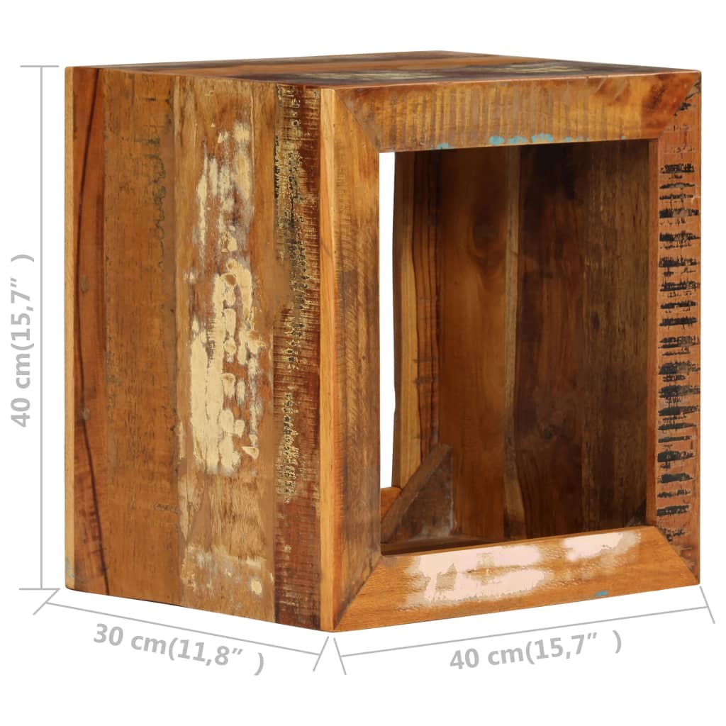 Taburete de madera maciza reciclada 40x30x40 cm