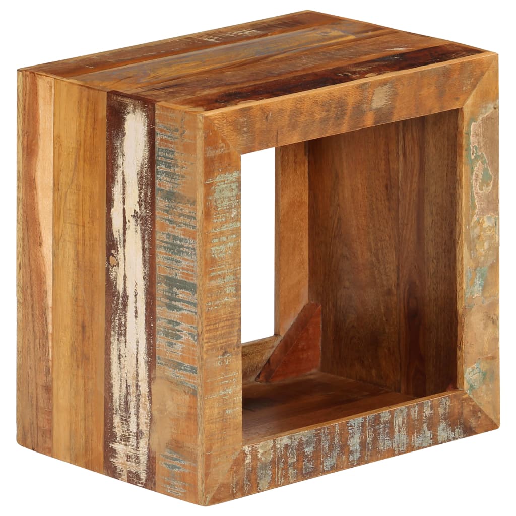 Taburete de madera maciza reciclada 40x30x40 cm