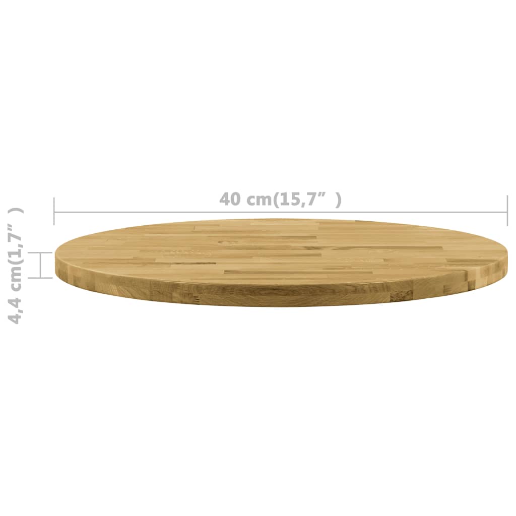 Superficie de mesa redonda madera maciza de roble 44 mm 400 mm