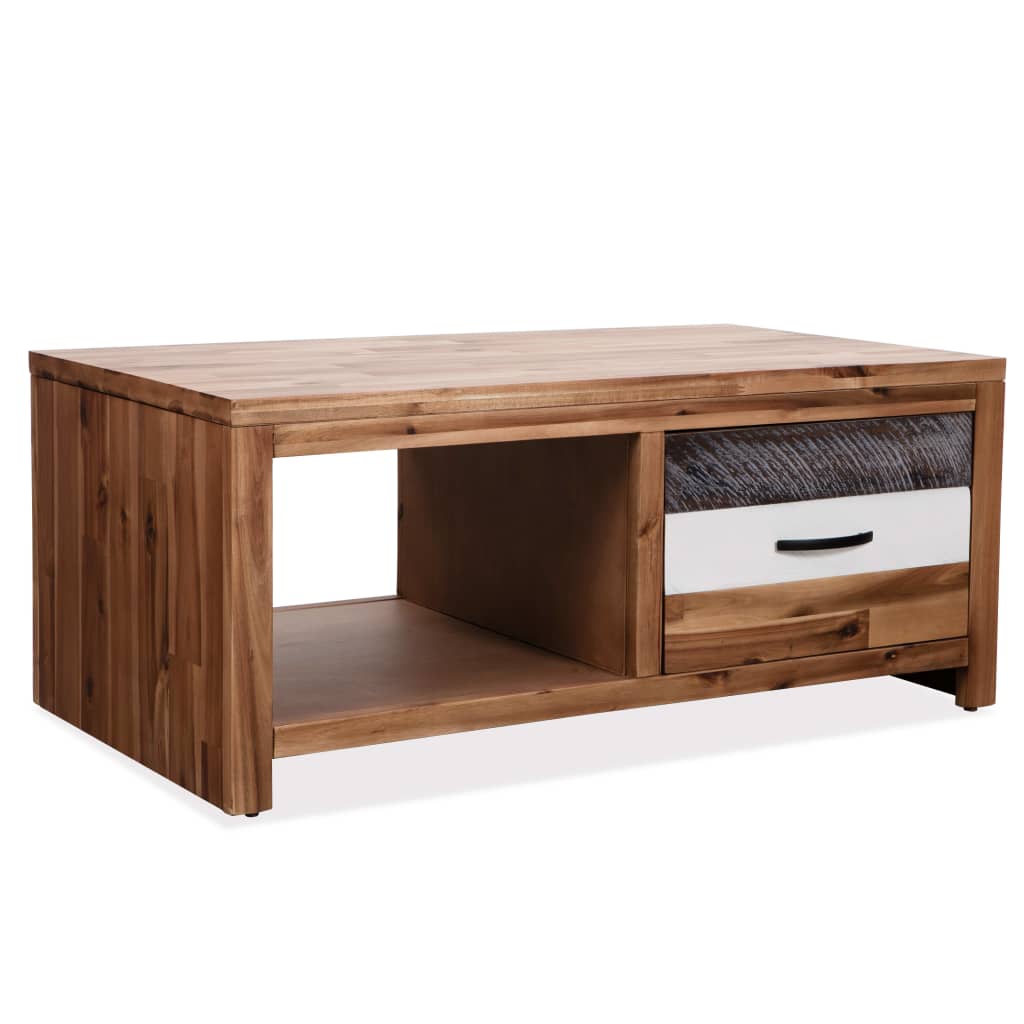 Solid acacia wood coffee table 117x50x30 cm