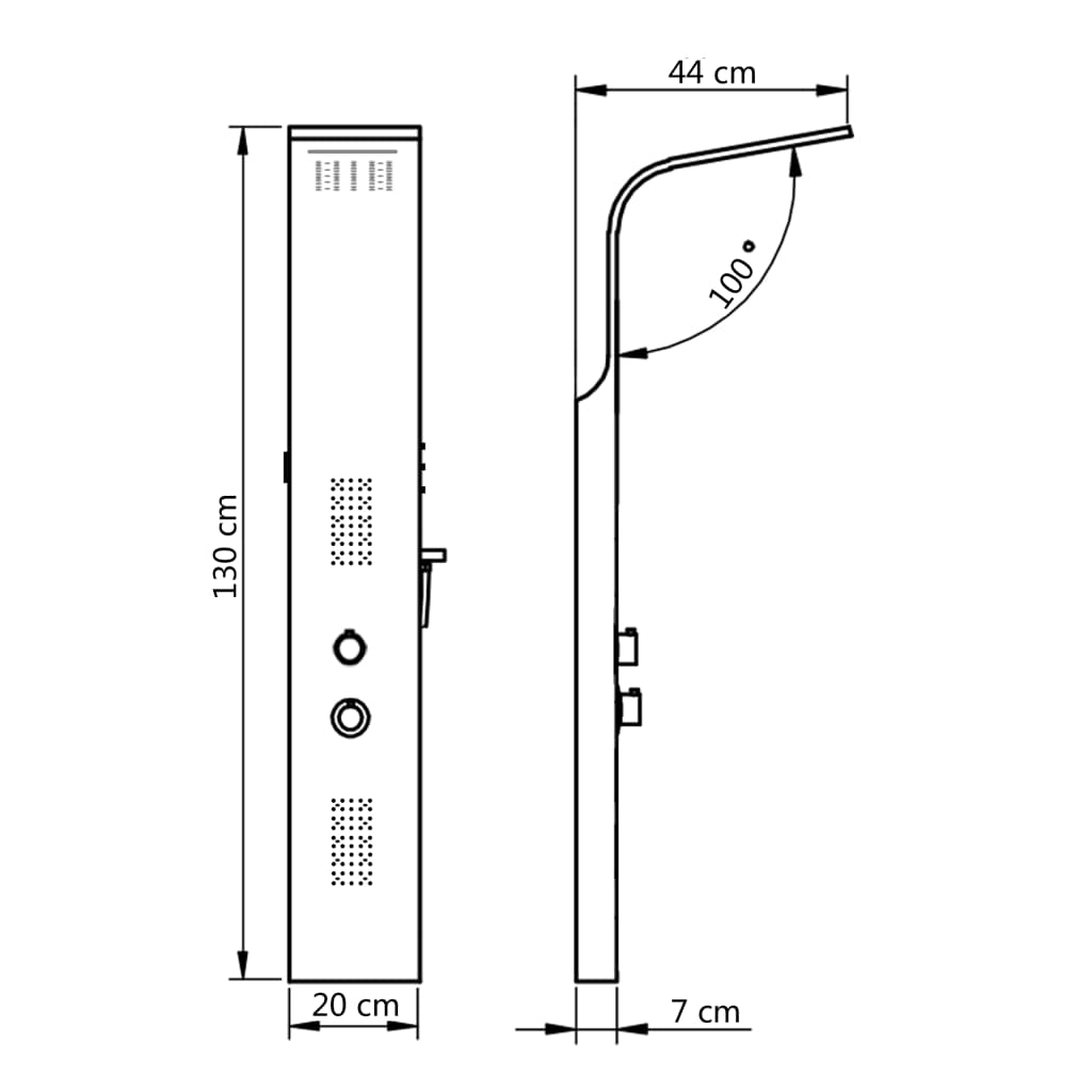 Columna panel de ducha aluminio blanco 20x44x130 cm