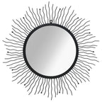 Espejo de pared con forma de sol radiante 80 cm negro