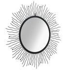 Espejo de pared con forma de sol radiante 80 cm negro