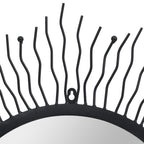 Espejo de pared con forma de sol radiante 80 cm negro