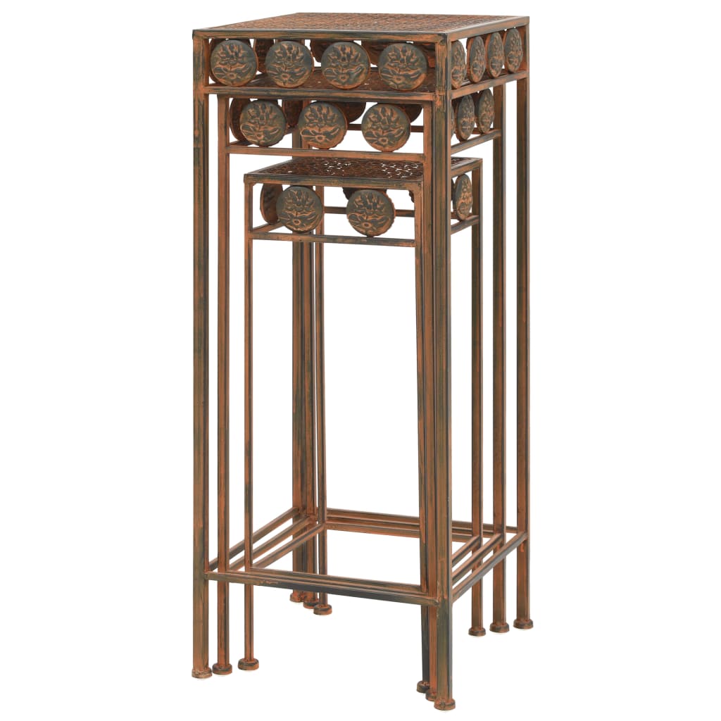 Juego de soportes de planta 3 pzas estilo vintage metal oxidado