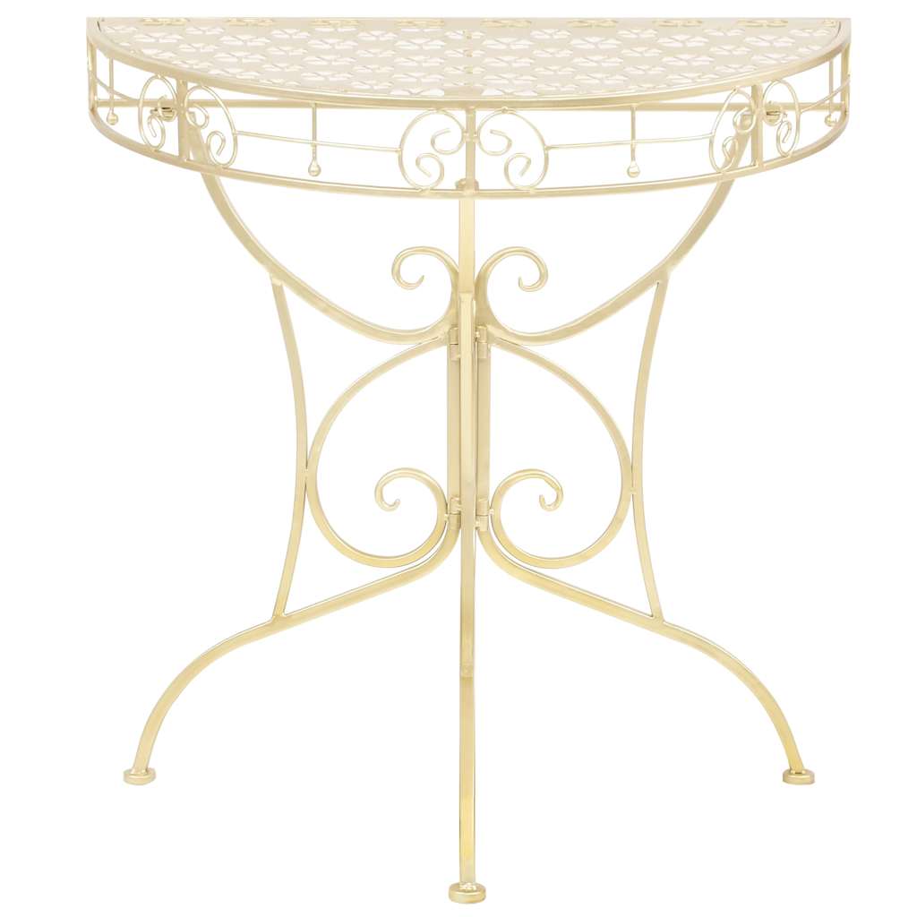 Mesa auxiliar vintage metal semicircular 72x36x74 cm dorado