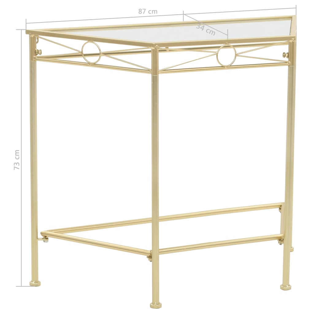 Mesa auxiliar de estilo vintage metal 87x34x73 cm dorada