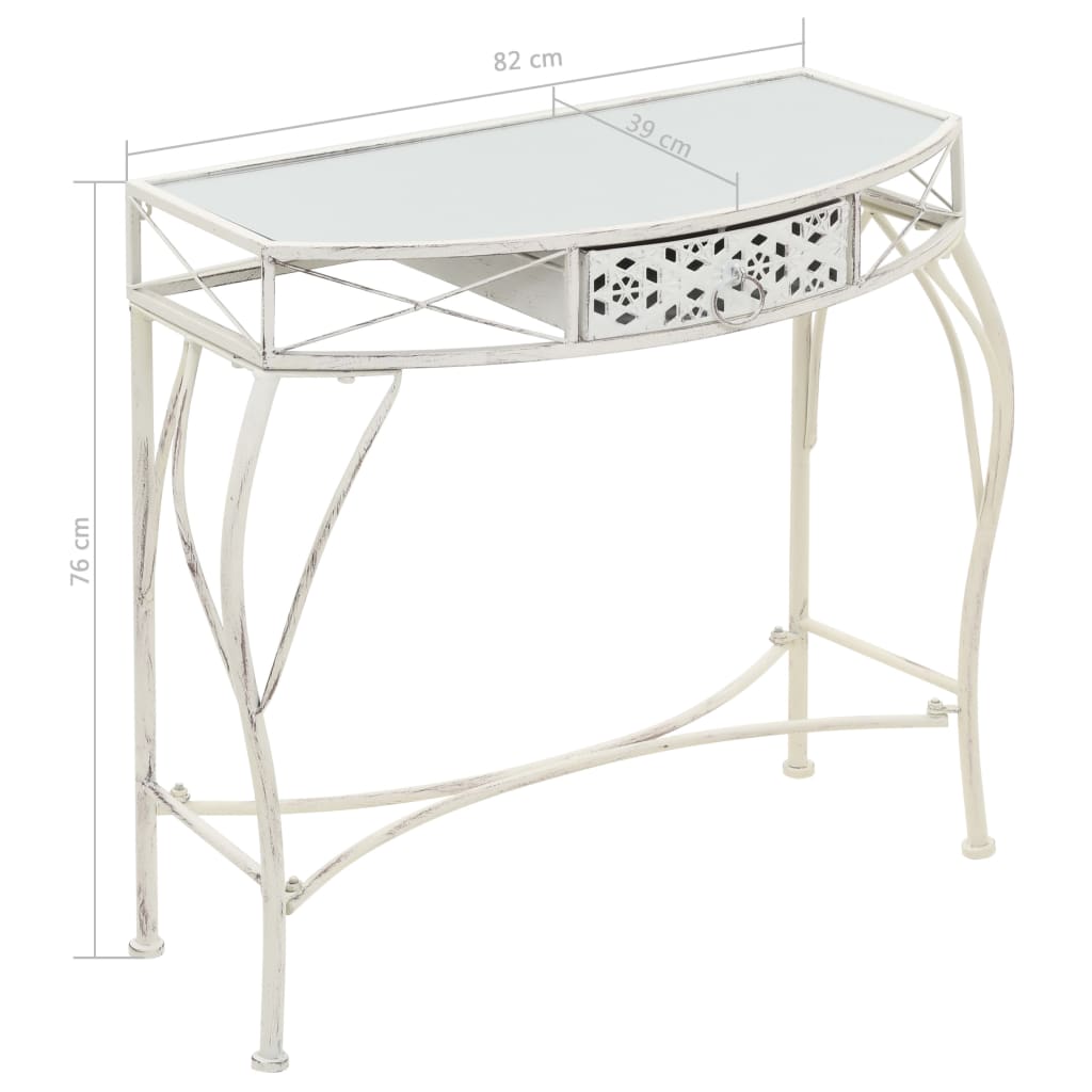 Mesa auxiliar estilo francés metal 82x39x76 cm blanca