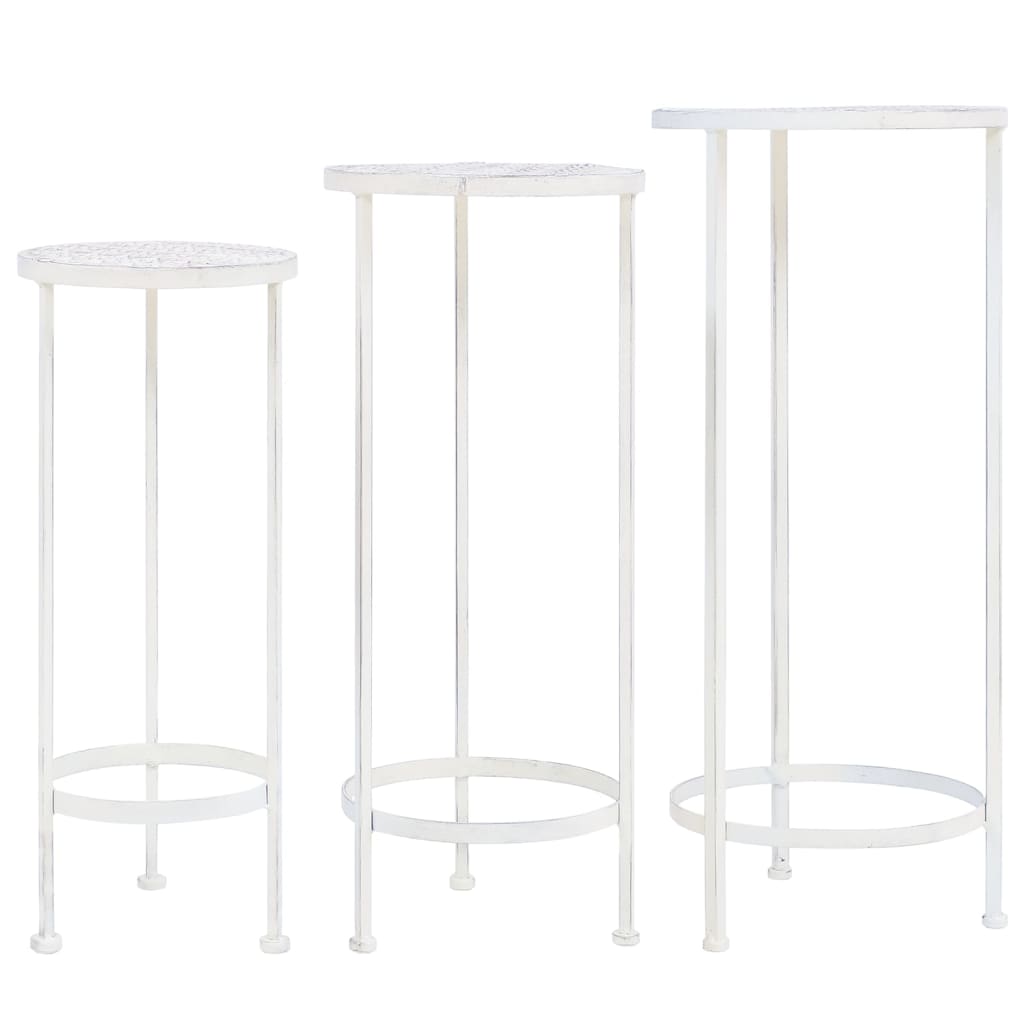Set de soportes para plantas estilo vintage 3 uds metal blanco