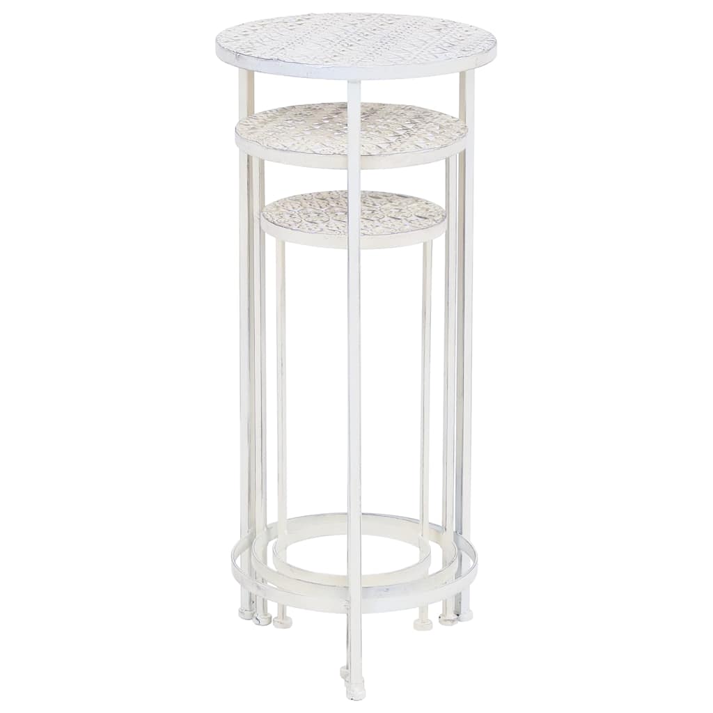 Set de soportes para plantas estilo vintage 3 uds metal blanco